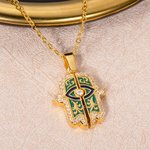Collier Khamsa Personnalisé avec Initiale Gravée Cadeau d'Anniversaire pour Femme