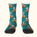 Personalisierte einzigartige Hasenohren Foto Socken Ostern Geburtstag Geschenk für Tierliebhaber Familie Kinder