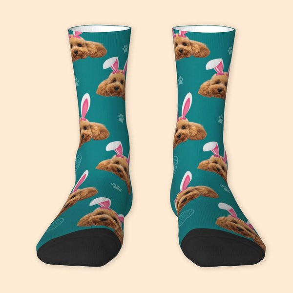 Personalisierte einzigartige Hasenohren Foto Socken Ostern Geburtstag Geschenk für Tierliebhaber Familie Kinder