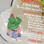 Personalized The Day I Met You Cozy Bed Design Heart Acrylic Plaque with Name and Characters Valentine's Day Anniversary Gift for Couple