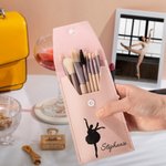Pochette de Pinceaux de Maquillage avec 8 Pinceaux Sac Personnalisé avec Nom Cadeau Anniversaire Mariage pour Danseuse de Ballet