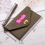 Personalized Doll Inspired Retro Leather Clutch Wallet with Wristlet and Card Holder Birthday Bridesmaid Trip Gift for Girls Women