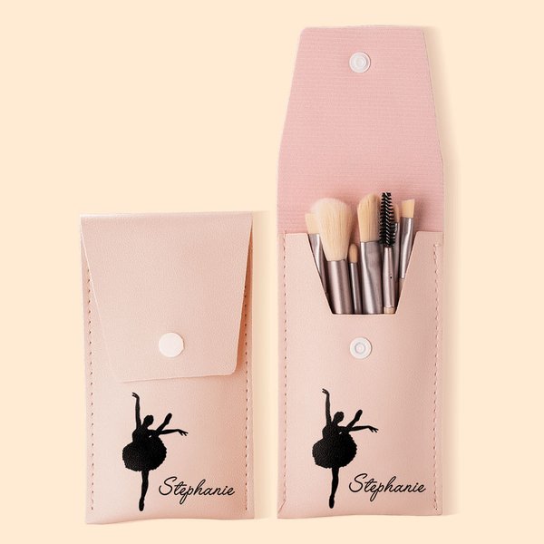 Pochette de Pinceaux de Maquillage avec 8 Pinceaux Sac Personnalisé avec Nom Cadeau Anniversaire Mariage pour Danseuse de Ballet