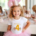 Personalized Cute Dog 100% Cotton Kid T-Shirt with Name and Age Birthday Party Gift for Boys Girls