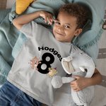 Personalized Cute Dog 100% Cotton Kid T-Shirt with Name and Age Birthday Party Gift for Boys Girls