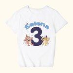 Personalized Cute Dog 100% Cotton Kid T-Shirt with Name and Age Birthday Party Gift for Boys Girls