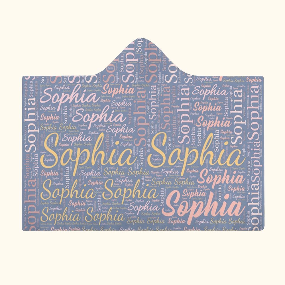 Personalized Colorful Word Cloud Hooded Blanket with Name Birthday Anniversary Gift for Men Women Kids 1