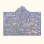 Personalized Colorful Word Cloud Hooded Blanket with Name Birthday Anniversary Gift for Men Women Kids 1