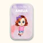 Boîte en Métal Personnalisée avec Nom et Image Cartoon Boîte à Souvenir avec Fond Aquarelle Cadeau Anniversaire pour Fille et Garçon