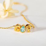 Collier Personnalisé avec Pierre de Naissance et Lettres en Bulle d'Air 3D Cadeau Anniversaire Saint-Valentin pour Femme