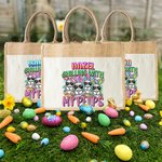 Personalisierte niedliche Hase Jute Tasche mit Farbverlauf Name Tote Bag Ostern Geschenk für Familie Freund