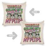 Personalised Chilling With My Cool Bunnies Throw Pillow Cover with Gradient Letters Holiday Decoration Easter Birthday Gift for Family Friend Kid