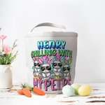 Panier d'Oeufs en Toile Sac Personnalisé avec Nom Cadeau Anniversaire Pâques pour Famille