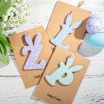 Personalisierte Frohe Ostern Karte mit hölzernen Hase Polka Dots Brief Tag Ostern Geschenk für Kinder