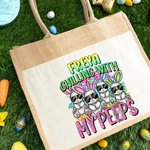 Personalisierte niedliche Hase Jute Tasche mit Farbverlauf Name Tote Bag Ostern Geschenk für Familie Freund