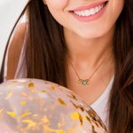 Collier Personnalisé avec Pierre de Naissance et Lettres en Bulle d'Air 3D Cadeau Anniversaire Saint-Valentin pour Femme
