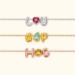 Collier Personnalisé avec Pierre de Naissance et Lettres en Bulle d'Air 3D Cadeau Anniversaire Saint-Valentin pour Femme
