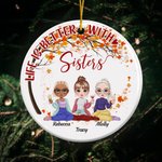 Ornement en céramique personnalisé Life Is Better With Sisters Tree Birthday Christmas Gift for Her Friend