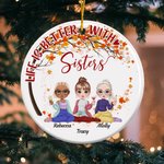 Ornement en céramique personnalisé Life Is Better With Sisters Tree Birthday Christmas Gift for Her Friend