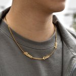 Collier Acier Inoxydable Personnalisé avec Plusieurs Prénoms d'Enfants Cadeau Anniversaire Fête des Pères pour Homme Mari