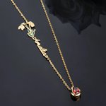 Collier Personnalisé pour Femme Style Minimaliste avec Nom Pierre et Fleur de Naissance Cadeau Anniversaire
