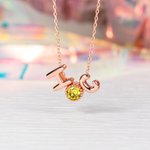 Collier Personnalisé avec Pierre de Naissance et Lettres en Bulle d'Air 3D Cadeau Anniversaire Saint-Valentin pour Femme