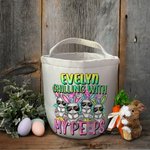 Panier d'Oeufs en Toile Sac Personnalisé avec Nom Cadeau Anniversaire Pâques pour Famille