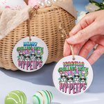 Personalised Cool Bunny Ceramic Hanging Tag with Gradient Name Easter Basket Decoration Gift for Kids