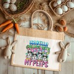 Personalisierte niedliche Hase Jute Tasche mit Farbverlauf Name Tote Bag Ostern Geschenk für Familie Freund