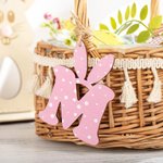Personalisierte Frohe Ostern Karte mit hölzernen Hase Polka Dots Brief Tag Ostern Geschenk für Kinder