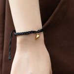 Personalized Heart-Shaped Magnetic Matching Adjustable Braided Bracelet with Engraved Initials Set of 2 Birthday Valentine's Day Gift for Couple