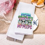 Personalised Cute Bunny 100% Cotton Soft Tea Towel with Name Easter Gift for Family