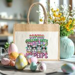 Personalisierte niedliche Hase Jute Tasche mit Farbverlauf Name Tote Bag Ostern Geschenk für Familie Freund