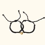 Personalized Heart-Shaped Magnetic Matching Adjustable Braided Bracelet with Engraved Initials Set of 2 Birthday Valentine's Day Gift for Couple