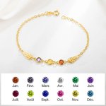 Bracelet Ailes d'Ange Personnalisé avec 1-6 Pierres de Naissance Cadeau Commémoratif pour Perte d'un Être Cher
