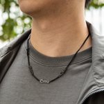 Collier Acier Inoxydable Personnalisé avec Plusieurs Prénoms d'Enfants Cadeau Anniversaire Fête des Pères pour Homme Mari