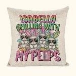 Personalised Chilling With My Cool Bunnies Throw Pillow Cover with Gradient Letters Holiday Decoration Easter Birthday Gift for Family Friend Kid