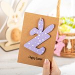 Personalisierte Frohe Ostern Karte mit hölzernen Hase Polka Dots Brief Tag Ostern Geschenk für Kinder