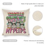 Personalised Chilling With My Cool Bunnies Throw Pillow Cover with Gradient Letters Holiday Decoration Easter Birthday Gift for Family Friend Kid