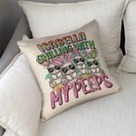 Personalised Chilling With My Cool Bunnies Throw Pillow Cover with Gradient Letters Holiday Decoration Easter Birthday Gift for Family Friend Kid