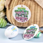 Personalised Cool Bunny Ceramic Hanging Tag with Gradient Name Easter Basket Decoration Gift for Kids
