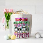 Panier d'Oeufs en Toile Sac Personnalisé avec Nom Cadeau Anniversaire Pâques pour Famille