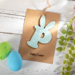 Personalisierte Frohe Ostern Karte mit hölzernen Hase Polka Dots Brief Tag Ostern Geschenk für Kinder