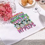 Personalised Cute Bunny 100% Cotton Soft Tea Towel with Name Easter Gift for Family