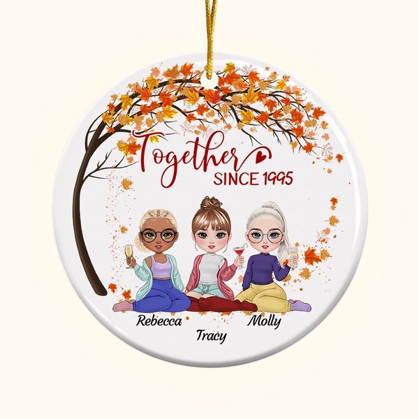 Personalized Together Since Ceramic Ornament with Name Christmas Gift for Sister Her Best Friend