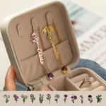 Collier Personnalisé pour Femme Style Minimaliste avec Nom Pierre et Fleur de Naissance Cadeau Anniversaire