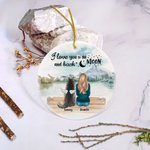 Personalized I Love You to the Moon and Back Round Ceramic Pendant Ornament Christmas Birthday Gift for Dog Lover