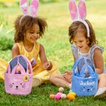 Personalized Cute Plush Bunny Easter Basket with Name Easter Egg Hunting Gift for Kids