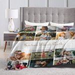 Personalisierte 12 Fotos Collage Super Weiche Decke mit Text Weihnachten Geschenk für Familie Freunde
