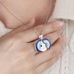 Henkilökohtainen Guardian Evil Eye kaulakoru piilotettu kaiverrettu nimi Syntymäpäivä Äitienpäivä lahja naisille